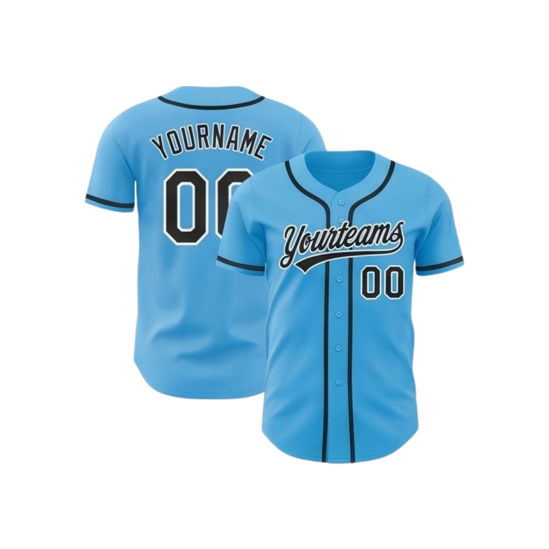 Baseball jersey ZS033 custom button-up team jersey front and back view with name and number