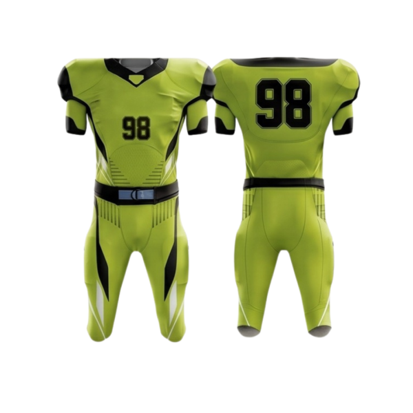 American football uniform ZS009 custom performance team kit jersey and pants front and back view