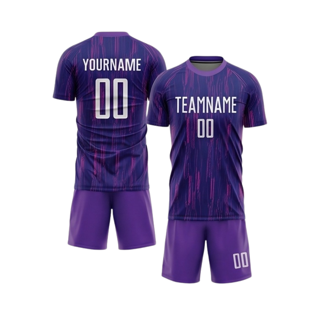 Custom soccer uniform ZS002 sublimated team kit jersey and shorts front and back view
