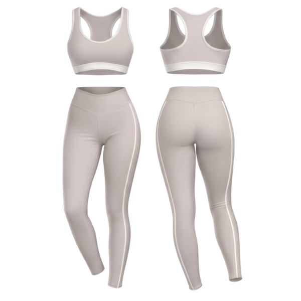 Custom sports bra and leggings set ZS058 activewear front and back view