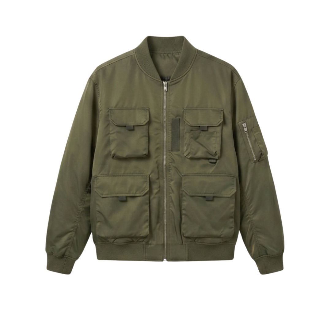 Premium Custom bomber jacket ZS123 luxury streetwear outerwear front view