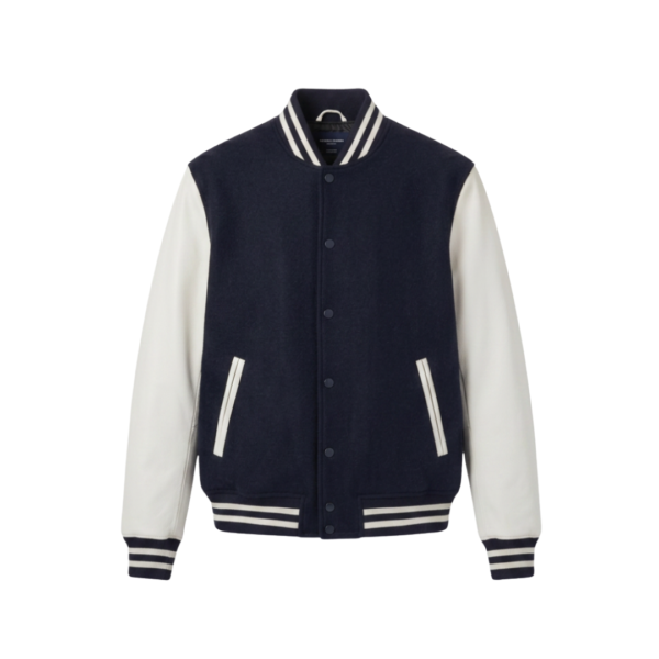 Custom varsity jacket ZS139 wool body leather sleeves letterman style front view
