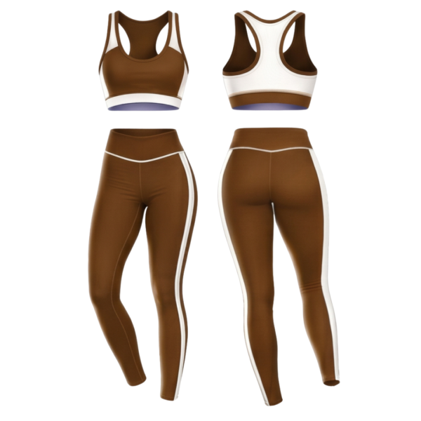Custom sports bra and leggings set ZS059 activewear front and back view