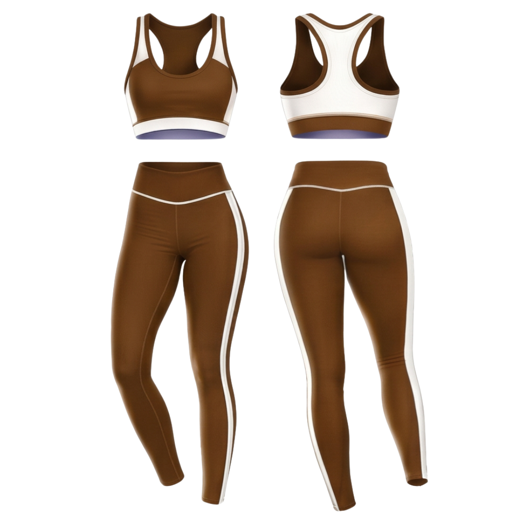Custom sports bra and leggings set ZS059 activewear front and back view