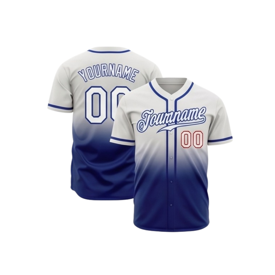 Baseball jersey ZS036 custom button-up team jersey front and back view with name and number