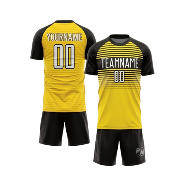 Custom soccer uniform ZS004 sublimated team kit jersey and shorts front and back view