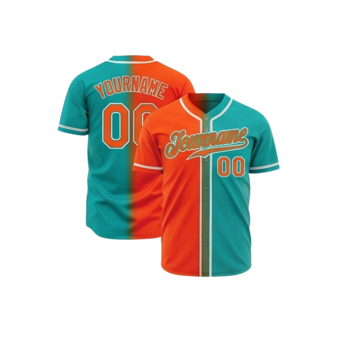 Baseball jersey ZS037 custom button-up team jersey front and back view with name and number