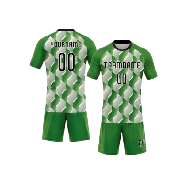 Custom volleyball uniform ZS029 sublimated team kit jersey and shorts front and back view