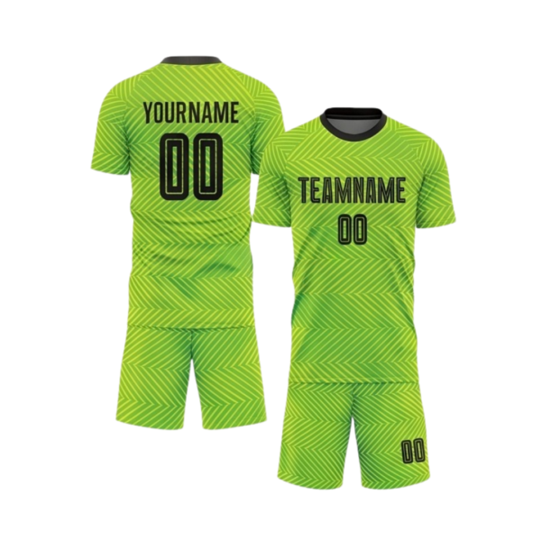 Custom soccer uniform ZS005 sublimated team kit jersey and shorts front and back view