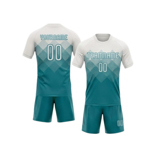 Custom volleyball uniform ZS030 sublimated team kit jersey and shorts front and back view