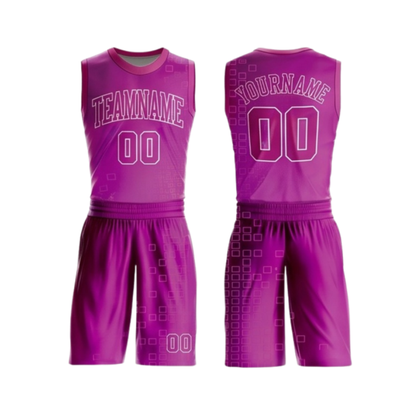 Basketball uniform ZS022 custom sublimated team kit jersey and shorts front and back view