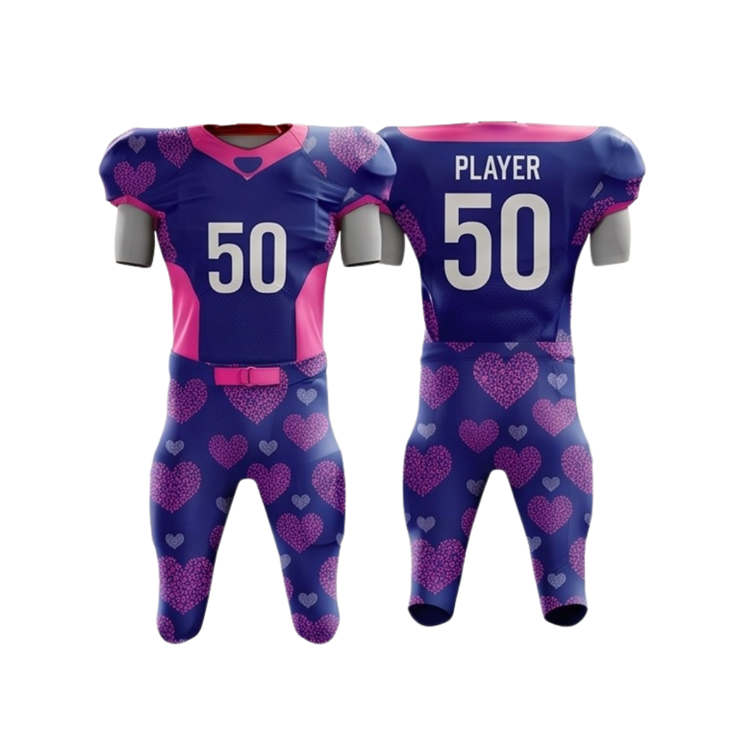 American football uniform ZS014 custom performance team kit jersey and pants front and back view