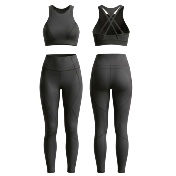 Custom sports bra and leggings set ZS062 activewear front and back view