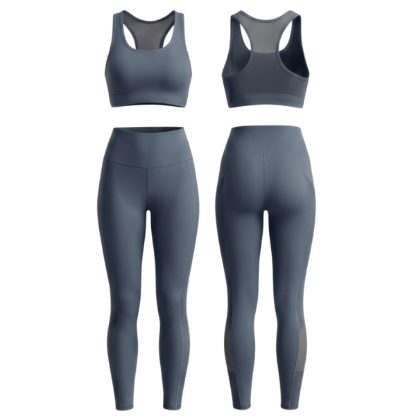 Custom sports bra and leggings set ZS063 activewear front and back view