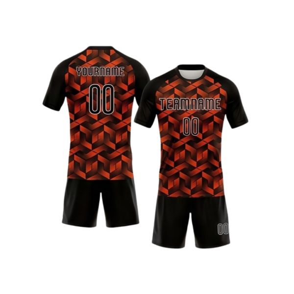 Custom volleyball uniform ZS032 sublimated team kit jersey and shorts front and back view