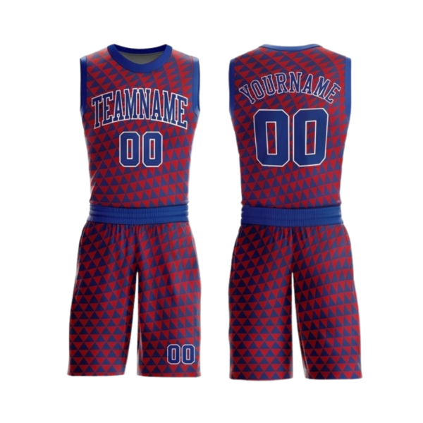 Basketball uniform ZS024 custom sublimated team kit jersey and shorts front and back view