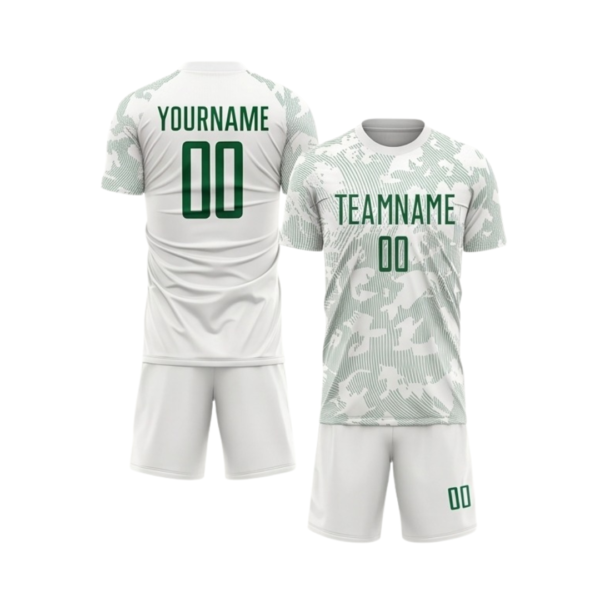 Custom soccer uniform ZS008 sublimated team kit jersey and shorts front and back view
